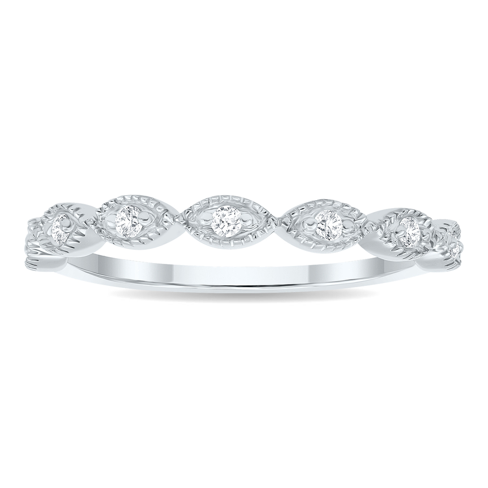 Women's 1/10 Carat TW Diamond Wedding Band in 10K White Gold